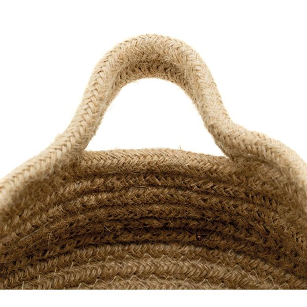 Corbeille ronde en jute naturelle avec 2 poignées - AUB-3665