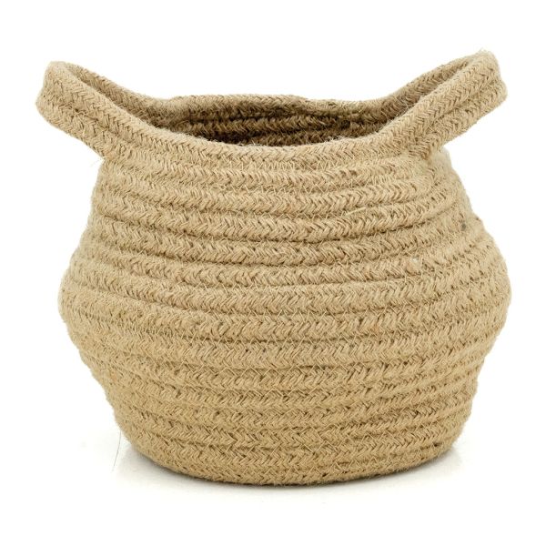Corbeille ronde en jute naturelle avec 2 poignées - 5