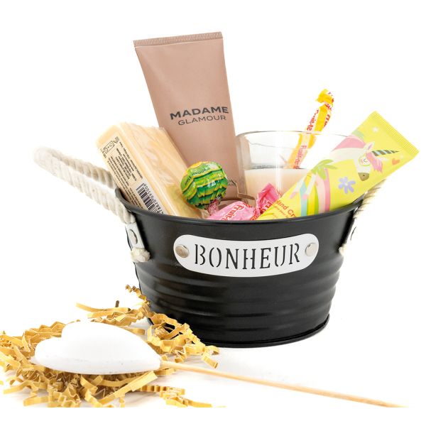 Corbeille ronde en métal laqué noir Bonheur - 6
