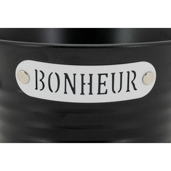 Corbeille ronde en métal laqué noir Bonheur - 5