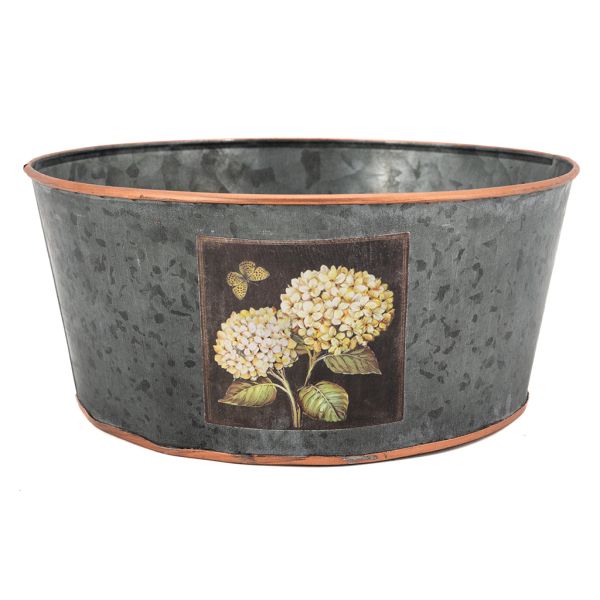 Corbeille ronde en métal patiné gris Hortensia - 10,90