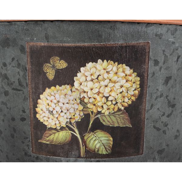 Corbeille ronde en métal patiné gris Hortensia - 5