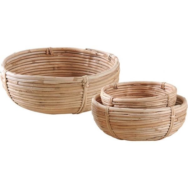 Corbeilles rondes en rotin naturel (lot de 3)