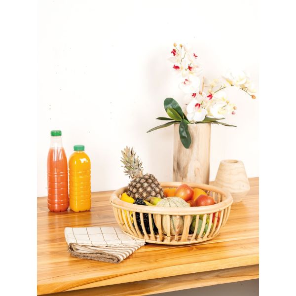 Corbeille ronde en rotin naturel - AUB-6213