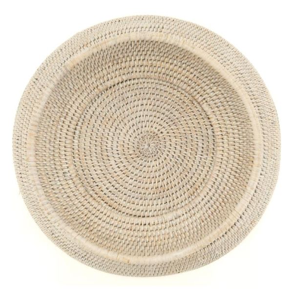 Corbeille en rotin patiné blanc - 74,90