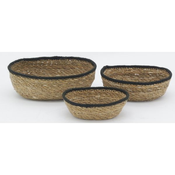 Corbeilles basses en jonc naturel (Lot de 3) - AUBRY GASPARD