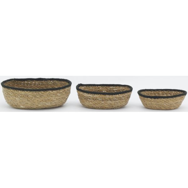 Corbeilles basses en jonc naturel (Lot de 3) - 5