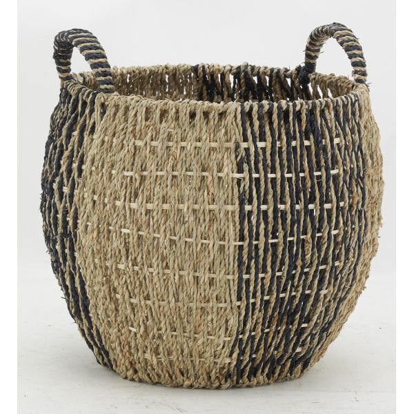 Corbeilles boules en jonc naturel et noir (lot de 3) - 6