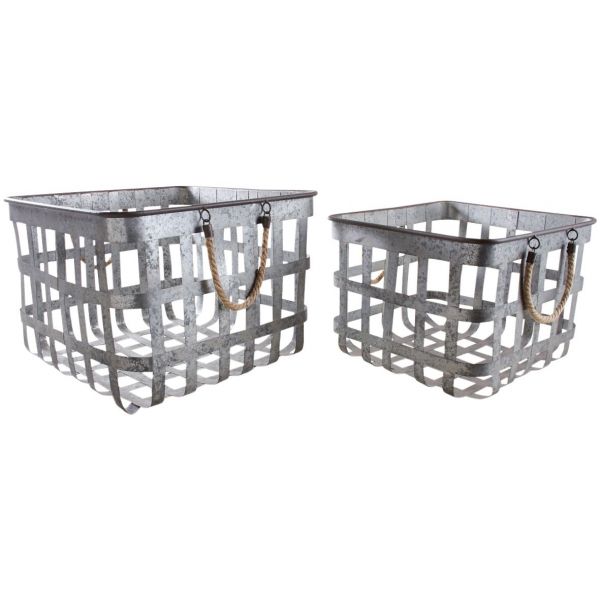 Corbeilles carrées en métal (Lot de 2)