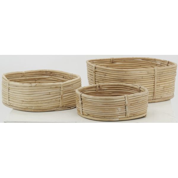 Corbeilles carrées en rotin naturel (Lot de 3) - 5