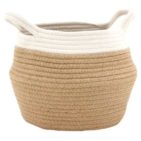 Set de 3 corbeilles en corde blanc et naturel avec 2 anses - AUBRY GASPARD