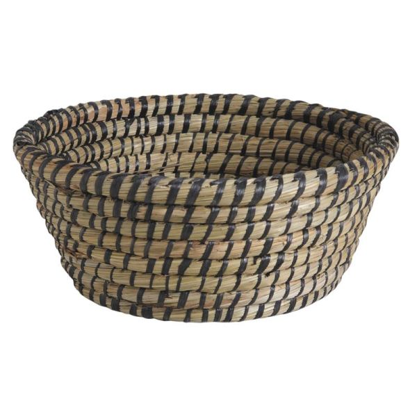 Corbeilles rondes en jonc naturelles et noires (lot de 3) - AUBRY GASPARD