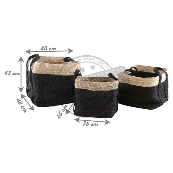 Corbeilles de rangement carrées en jute (Lot de 3) - 159