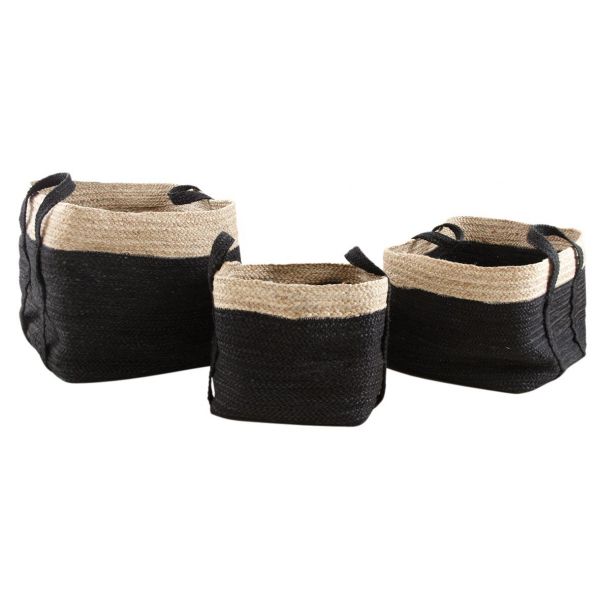 Corbeilles de rangement carrées en jute (Lot de 3)