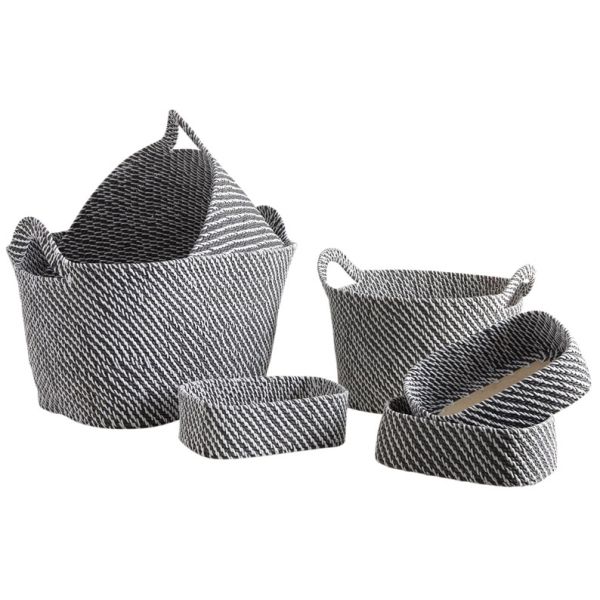 Corbeilles de rangement en corde noires et blanches (Lot de 6) - AUBRY GASPARD