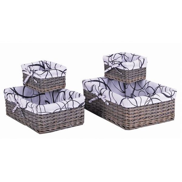 Corbeilles de rangement en éclisse grise (Lot de 4) - AUB-3152