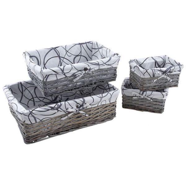 Corbeilles de rangement en éclisse grise (Lot de 4)