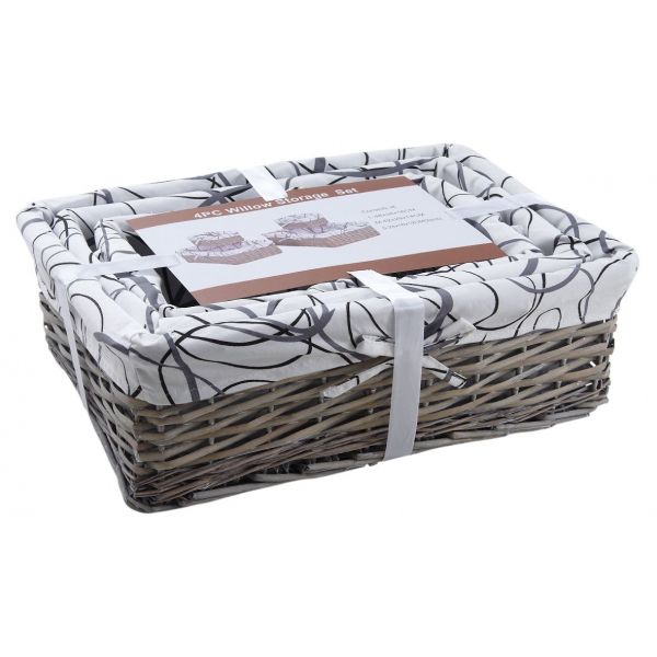 Corbeilles de rangement en éclisse grise (Lot de 4) - AUBRY GASPARD