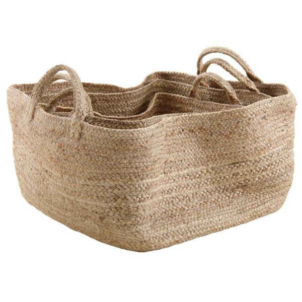 Corbeilles de rangement en jute naturelle (Lot de 3)