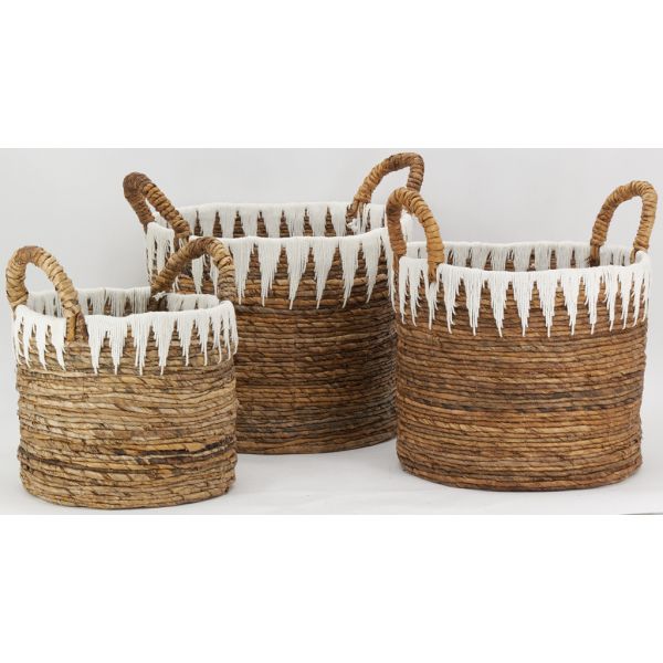 Corbeilles rondes en bananier et coton (lot de 3) - 6