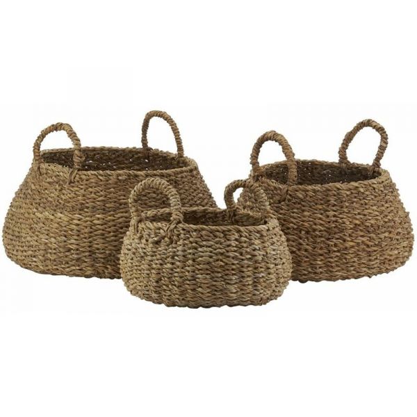 Corbeilles rondes en jonc de mer (Lot de 3)