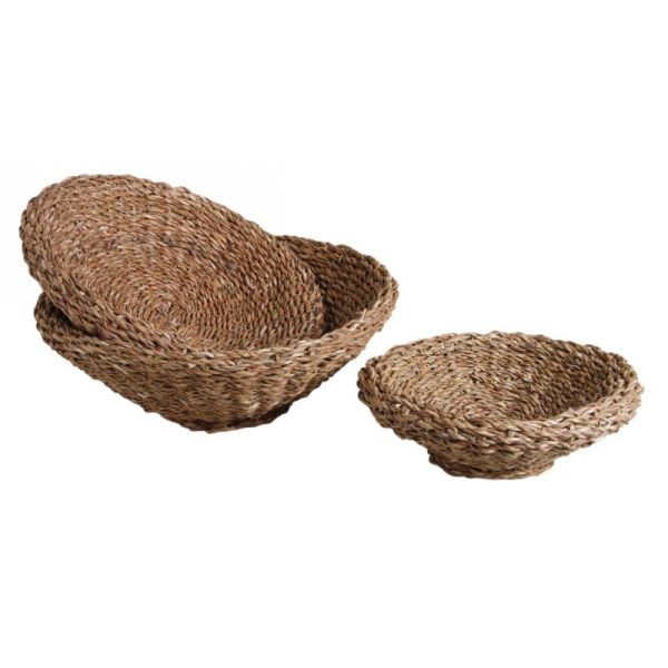 Corbeilles rondes en jonc naturel (lot de 3)