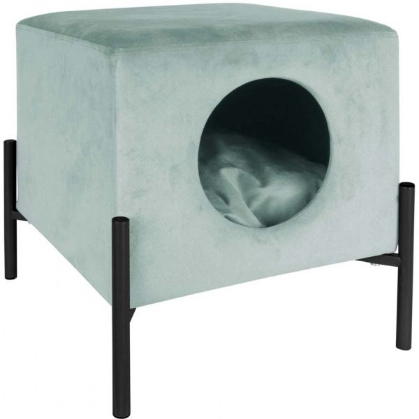 Couchette avec niche pour chat en velours