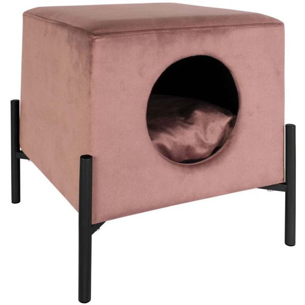 Couchette avec niche pour chat en velours