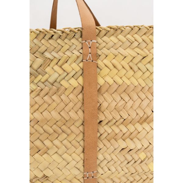 Maxi cabas en palmier avec anses en cuir - 32,90
