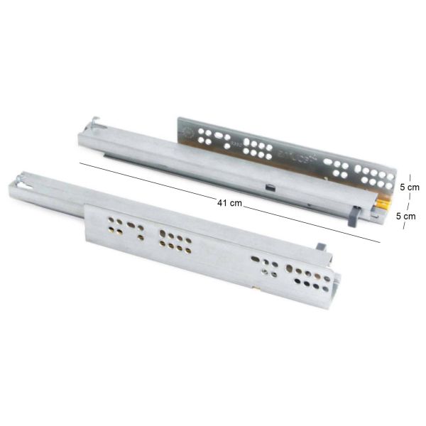 Coulisses invisibles pour tiroirs à sortie totale avec fermeture amortie Silver - 7