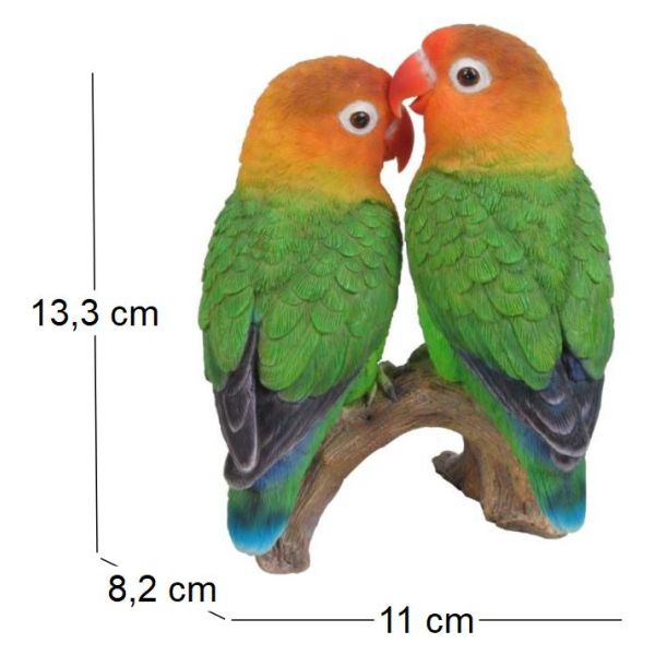 Couple d'inséparables en résine sur branche - VID-0167