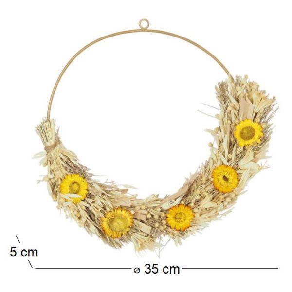 Couronne de fleurs séchées 35 cm - SOV-0177