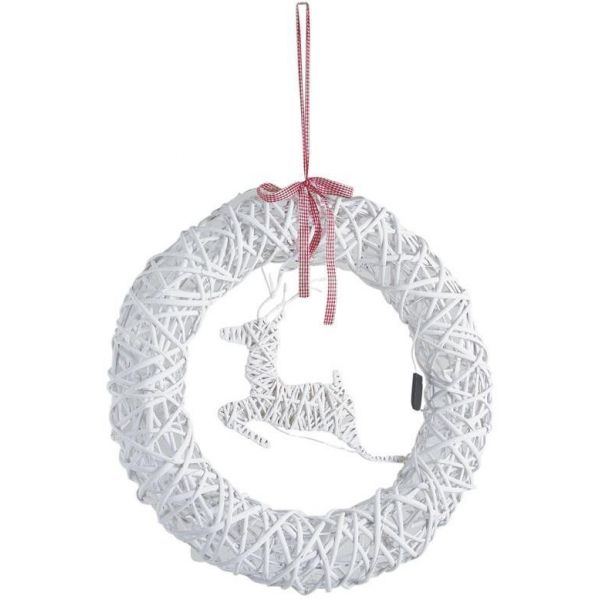 Couronne de porte cerf avec LEDs 55cm