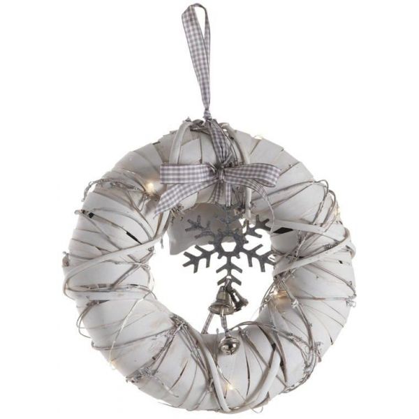 Couronne de porte lumineuse en bois