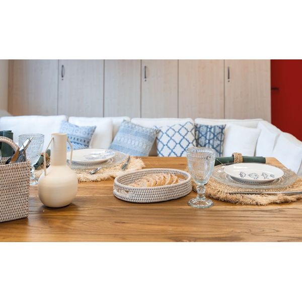 Coussin bleu et blanc en coton (Lot de 2) - 24,90