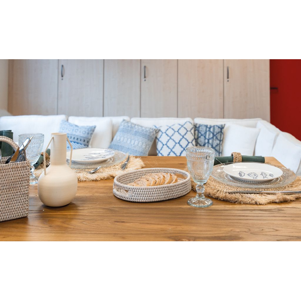 Coussin bleu et blanc en coton (Lot de 2) - AUBRY GASPARD