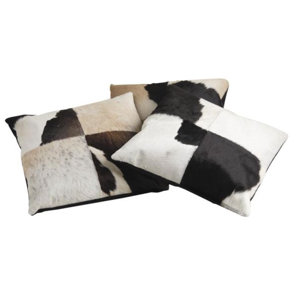 KG023.102 Coussin décoratif 45x45 cm Blanc Noir Synthétique Carré Housse de  coussin avec garniture de