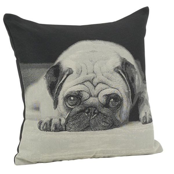 Coussin chien en coton Carlin Pug