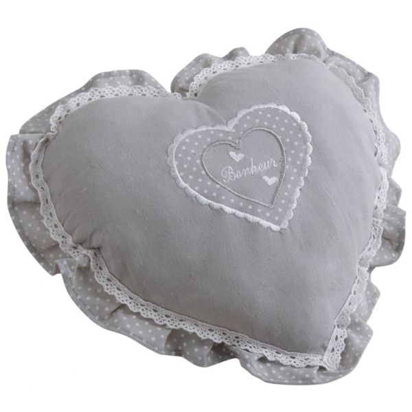 Coussin coeur gris