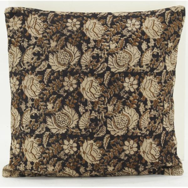 Coussin à fleurs marron - AUB-6033