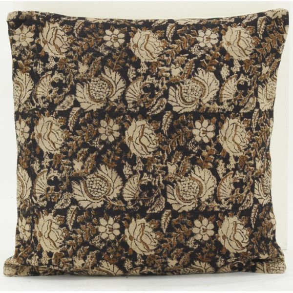 Coussin à fleurs marron - AUBRY GASPARD