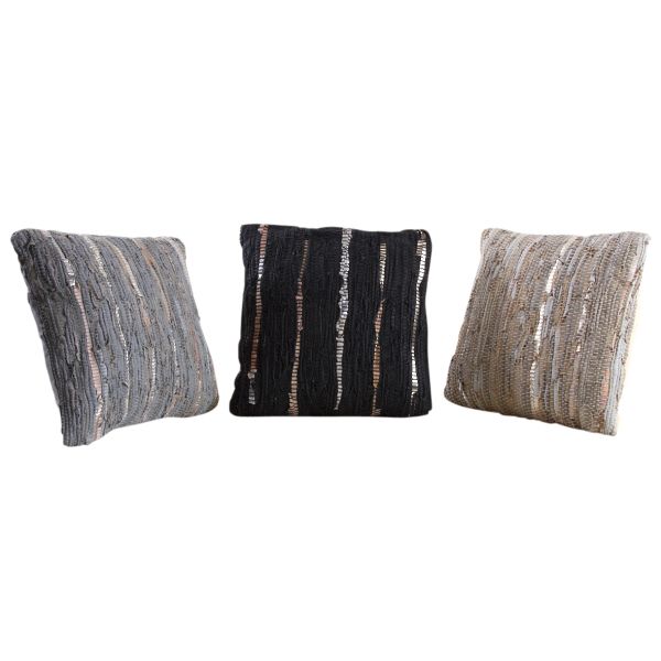 Coussin en coton et cuir (Lot de 3) - AUBRY GASPARD