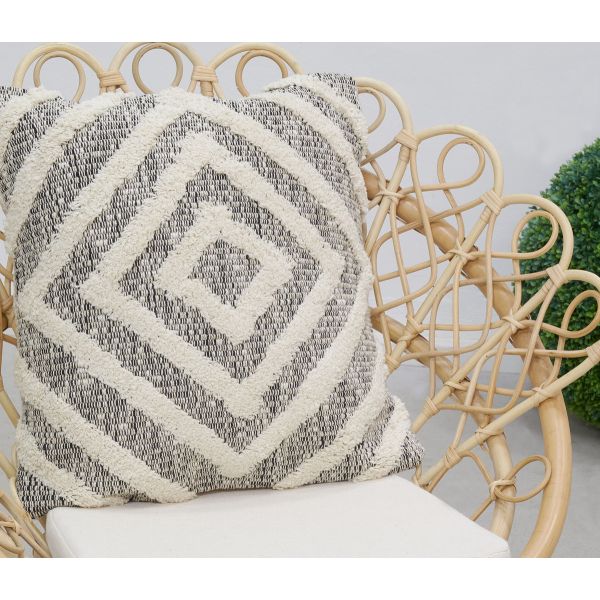 Coussin en coton écru et beige Losanges - 6