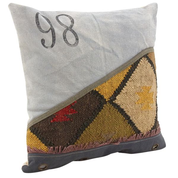 Coussin en coton kilim et en cuir (Lot de 3) - 66