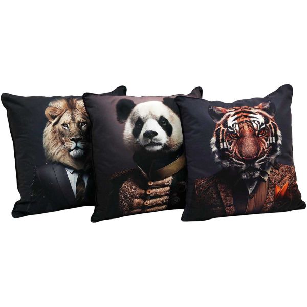 Coussin décoratif imprimé Animaux 45 x 45 cm (Lot de 3)