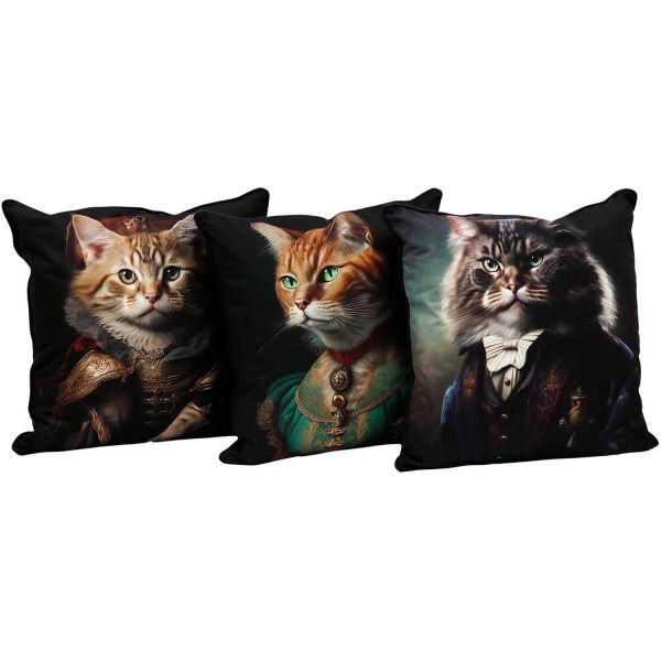 Coussin décoratif imprimé Animaux 45 x 45 cm (Lot de 3)