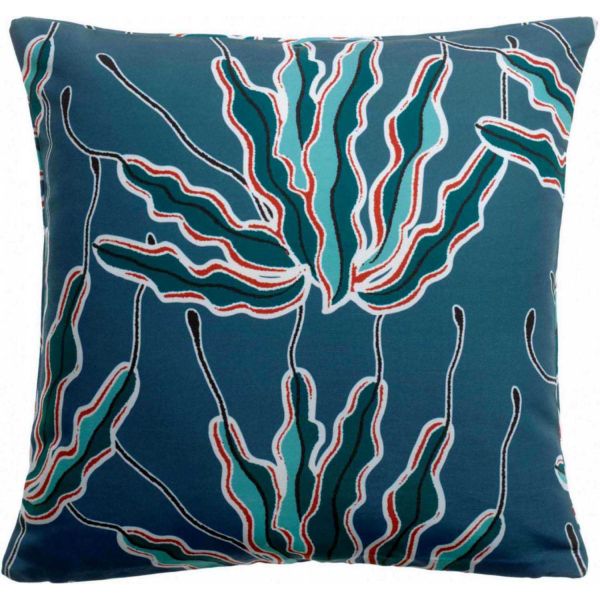Coussin extérieur imprimé Alga Indigo