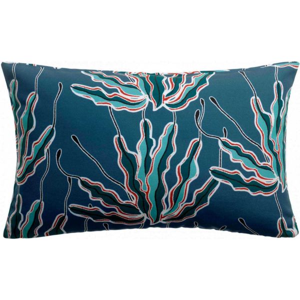 Coussin extérieur imprimé Alga Indigo