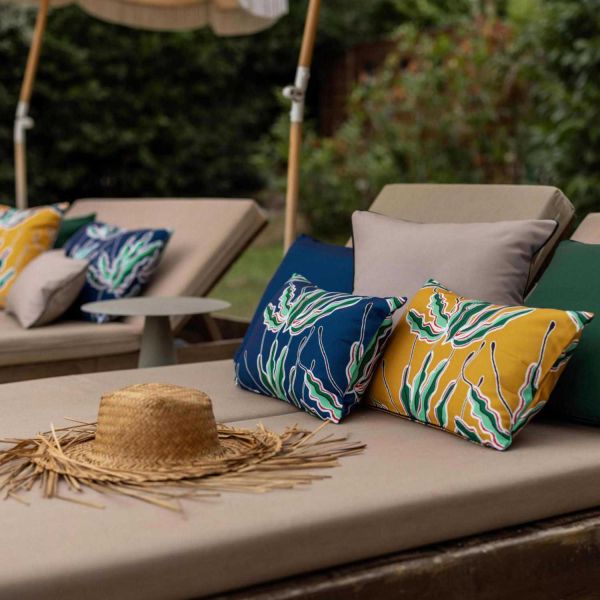 Coussin extérieur imprimé Alga Indigo - SDE-0692