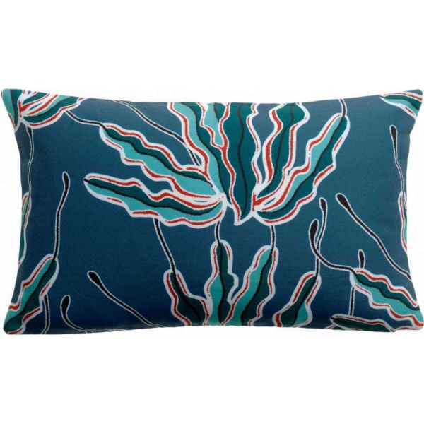Coussin extérieur imprimé Alga Indigo